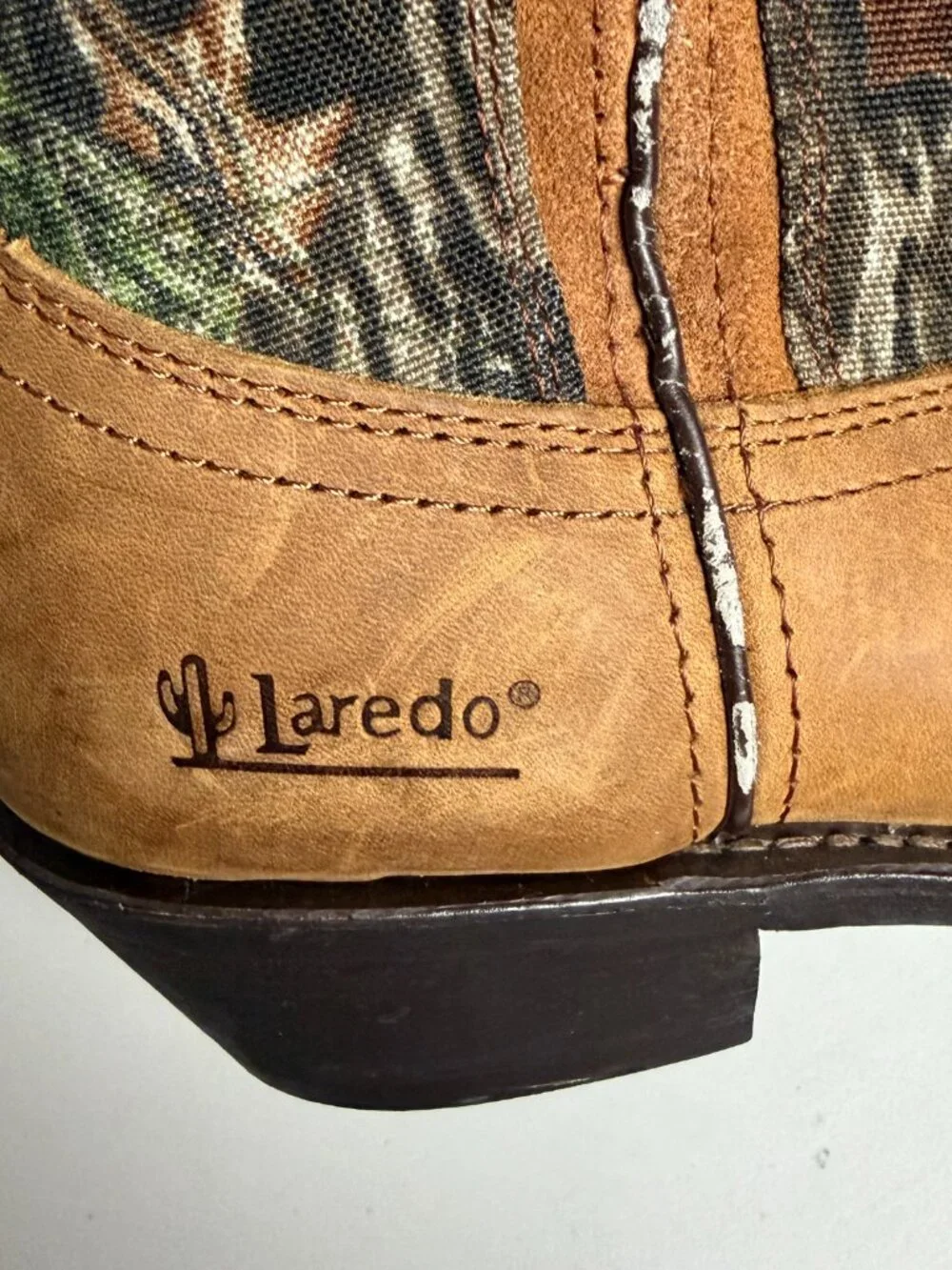 Laredo Men's Size 9.5 Cowboy Boots Mossy Oak Camo Leather Western Country Farmer